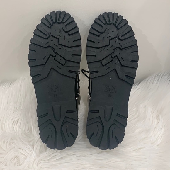 ZARA Patent Leather Chunky Heel Studded Oxford Shoes - Picture 8 of 15